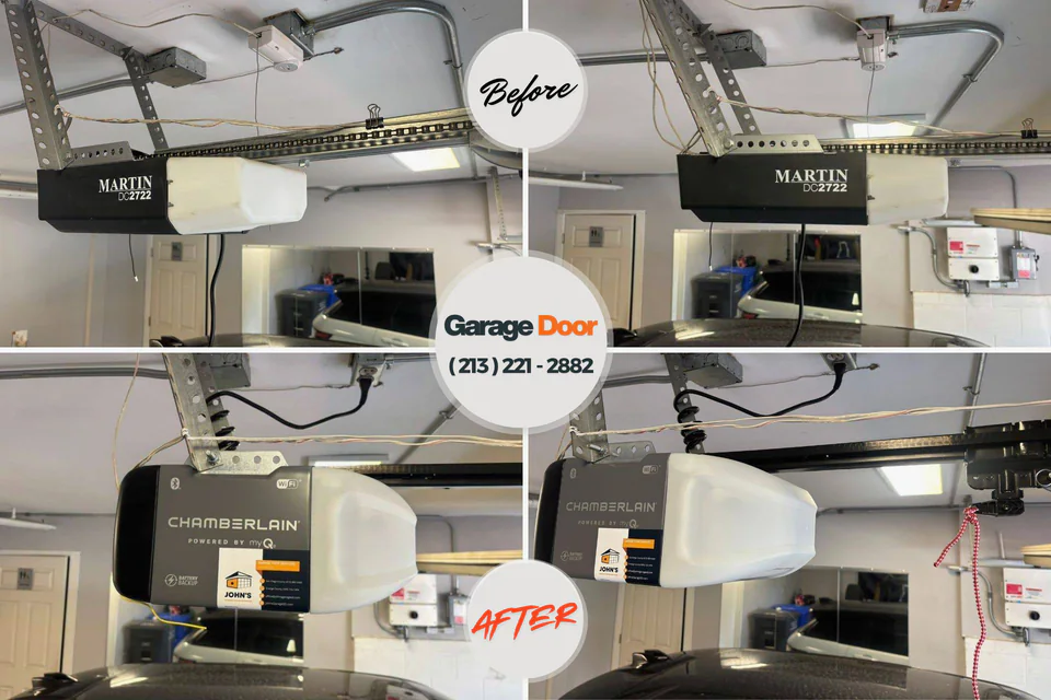 Before and after: garage door repair Moodus, CT